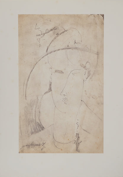 Amedeo MODIGLIANI : La femme au chapeau - Lithographie signée