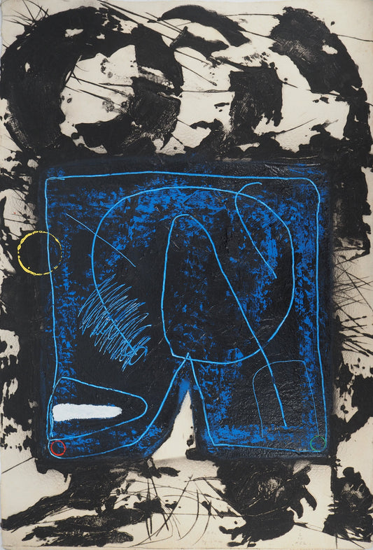 LIONEL : Composition en bleu - Gravure originale signée