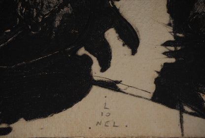 LIONEL : Composition en bleu - Gravure originale signée