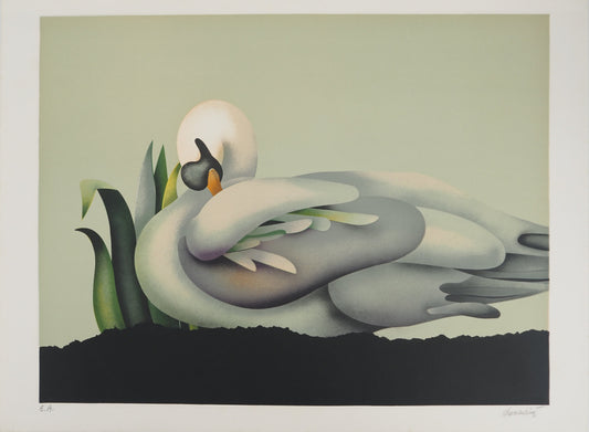 Jean Paul DONADINI : Le cygne assoupi - Lithographie Originale Signée