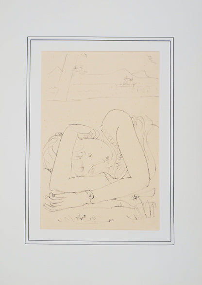 Maurice BARRAUD : Couchée dans l'herbe - Lithographie originale