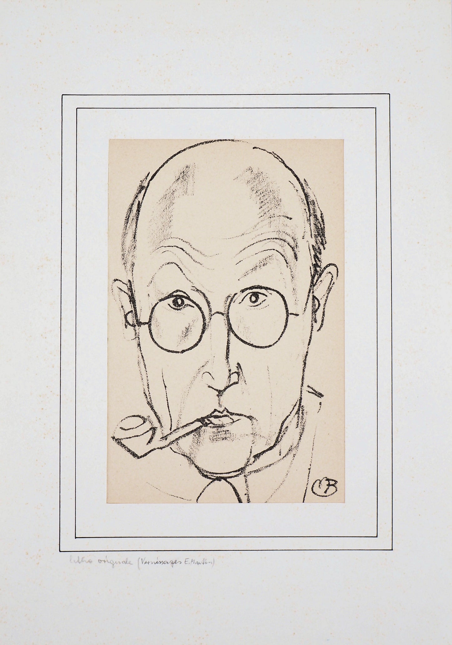 Maurice BARRAUD : Homme à la pipe - Lithographie originale signée
