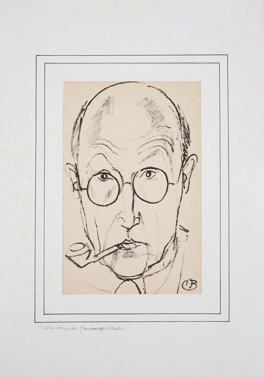 Maurice BARRAUD : Homme à la pipe - Lithographie originale signée