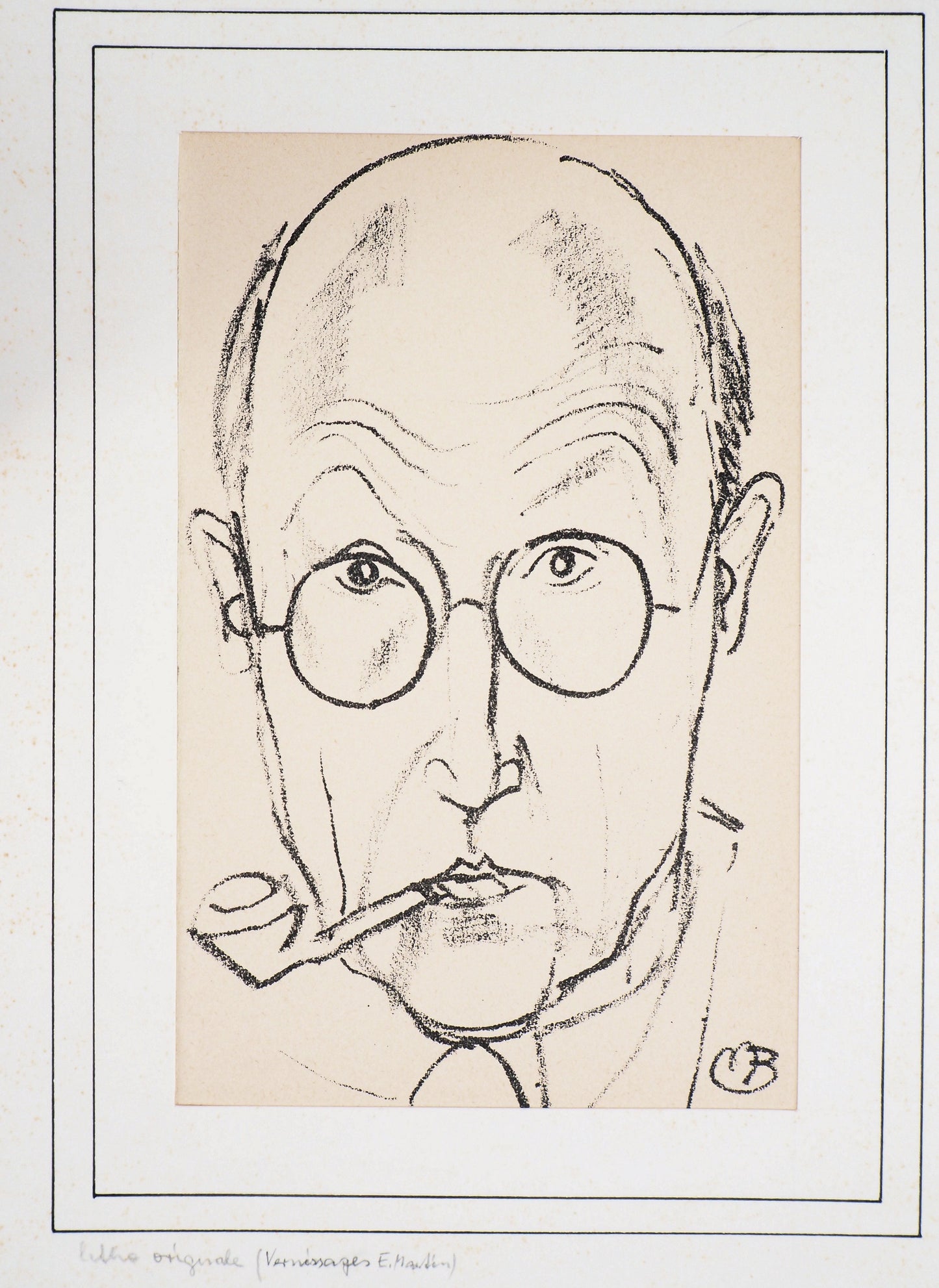 Maurice BARRAUD : Homme à la pipe - Lithographie originale signée