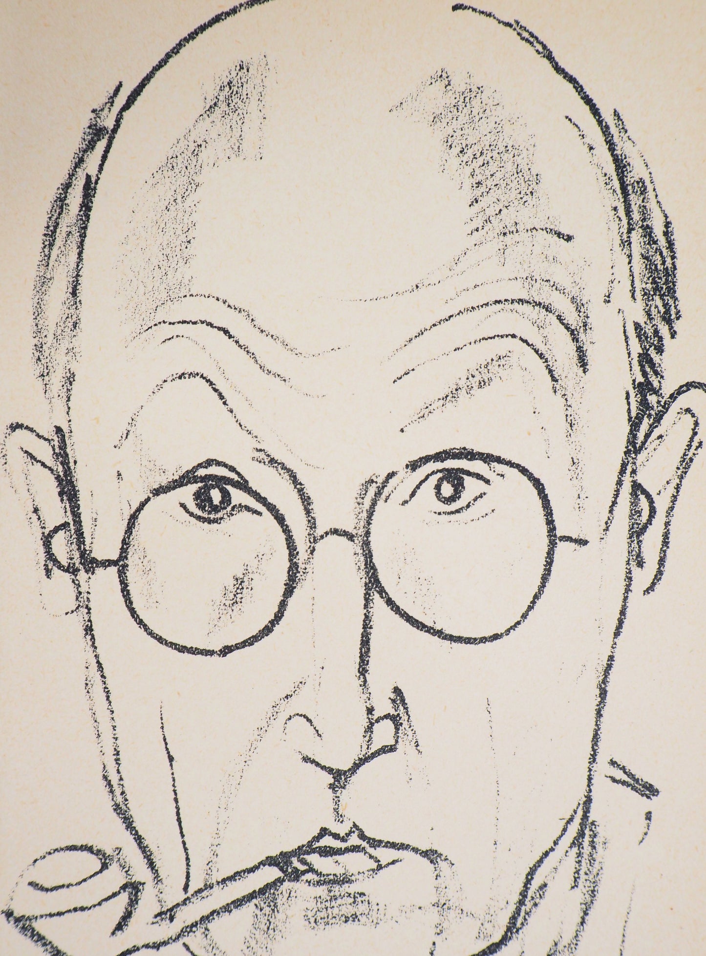 Maurice BARRAUD : Homme à la pipe - Lithographie originale signée