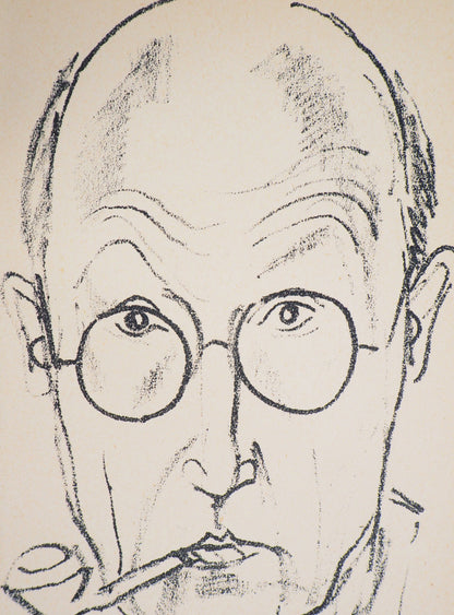 Maurice BARRAUD : Homme à la pipe - Lithographie originale signée