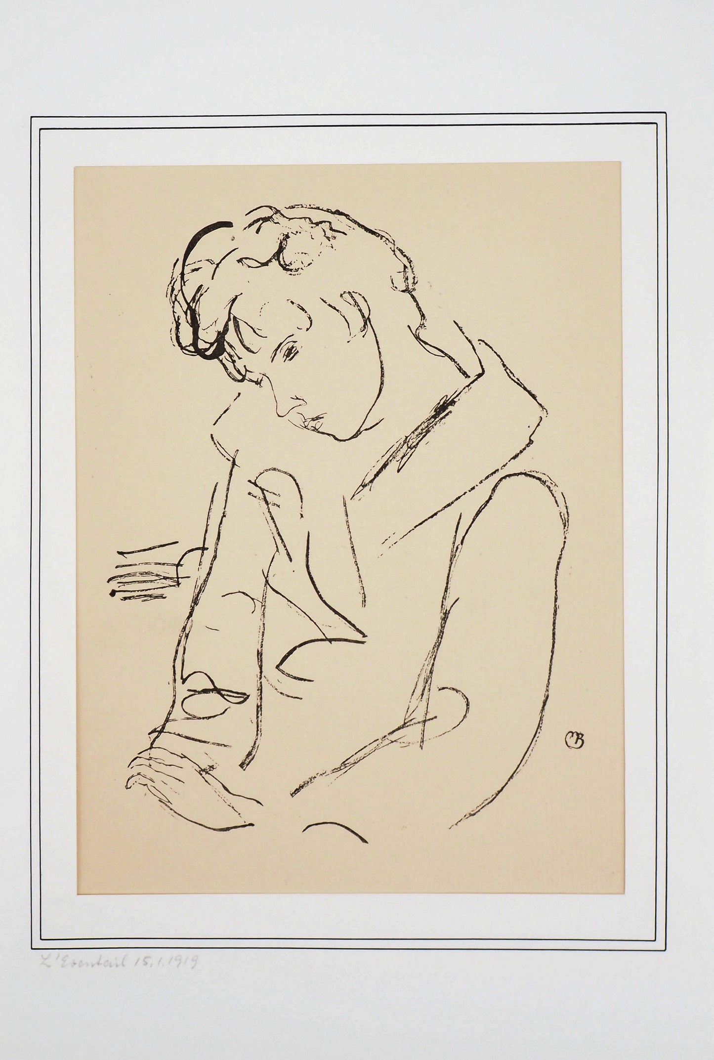 Maurice BARRAUD : Jeune homme au col - Lithographie originale signée