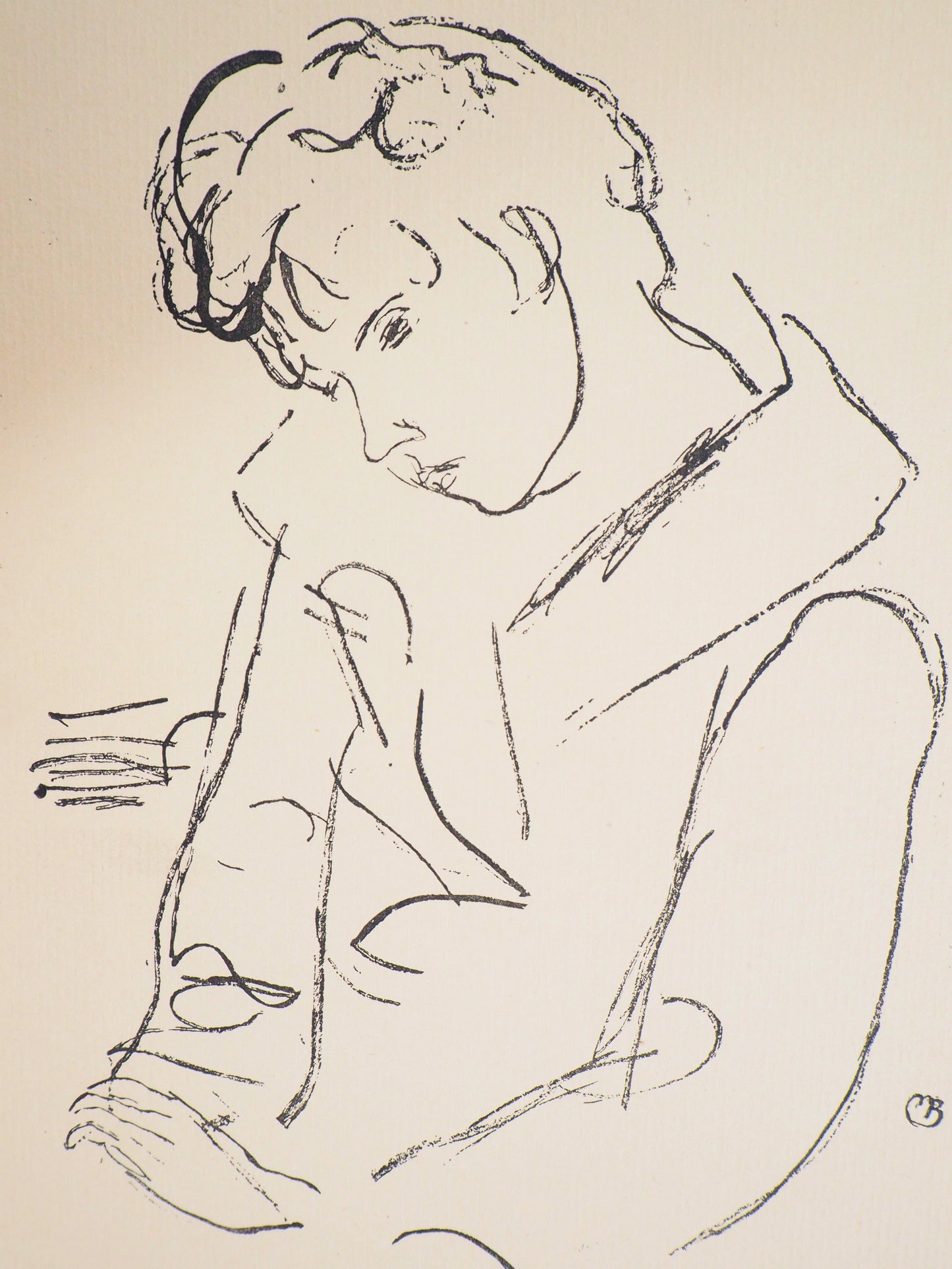 Maurice BARRAUD : Jeune homme au col - Lithographie originale signée