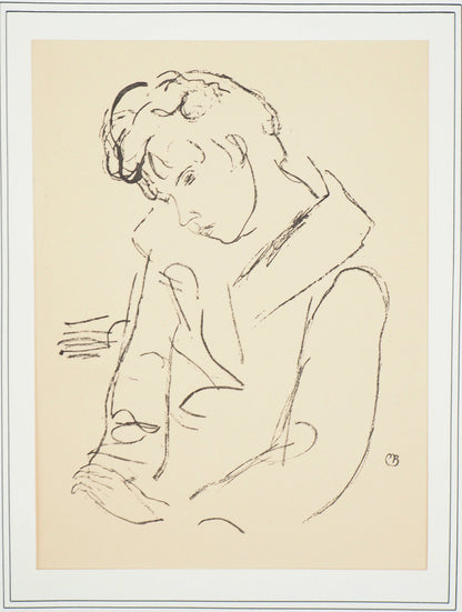 Maurice BARRAUD : Jeune homme au col - Lithographie originale signée