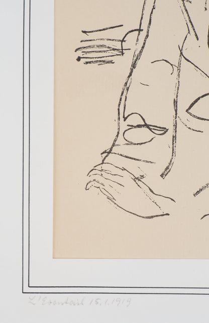 Maurice BARRAUD : Jeune homme au col - Lithographie originale signée