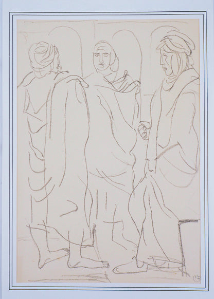 Maurice BARRAUD : Discussion sur la place - Lithographie originale signée