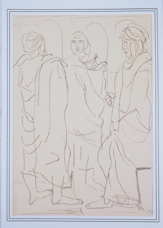 Maurice BARRAUD : Discussion sur la place - Lithographie originale signée