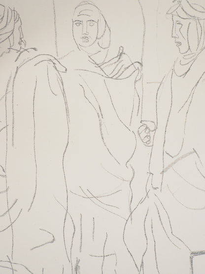 Maurice BARRAUD : Discussion sur la place - Lithographie originale signée