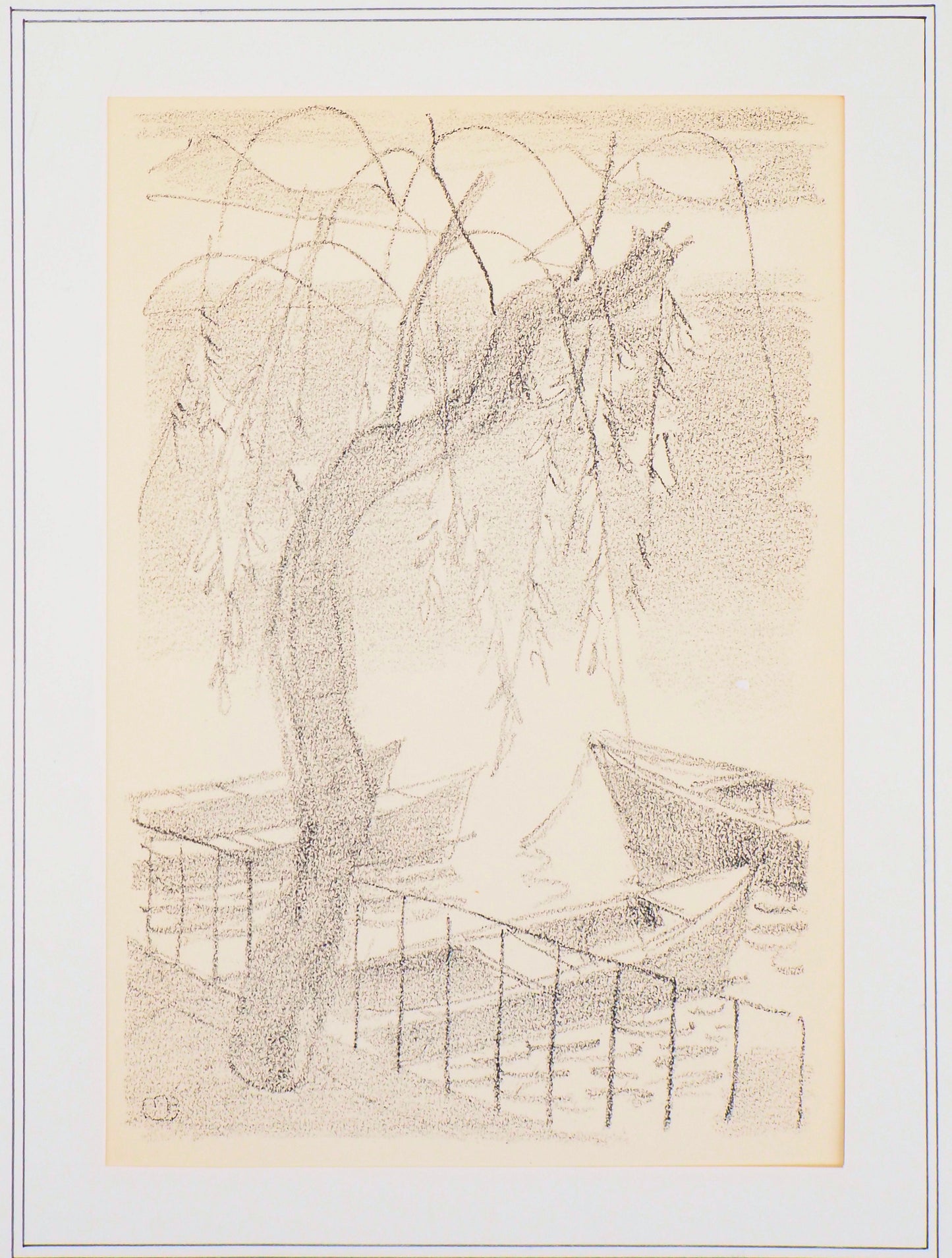Maurice BARRAUD : Le peuplier au bord du lac - Lithographie originale signée