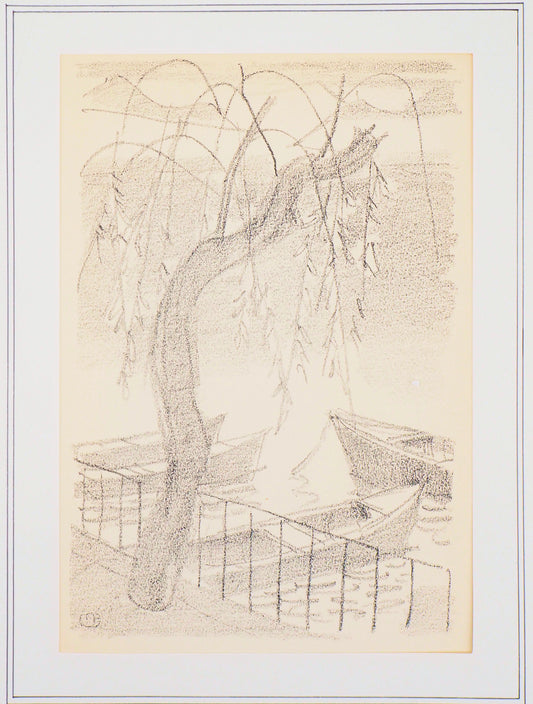 Maurice BARRAUD : Le peuplier au bord du lac - Lithographie originale signée