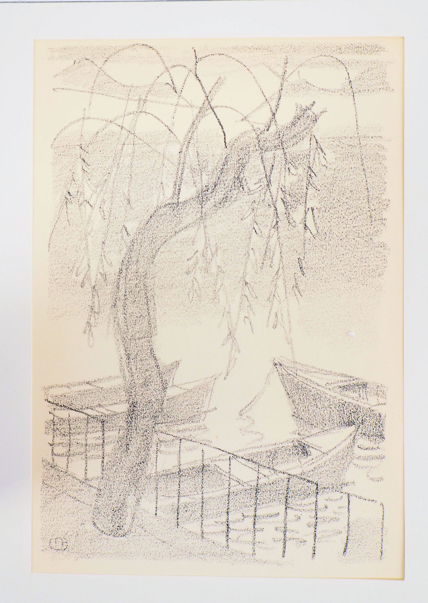 Maurice BARRAUD : Le peuplier au bord du lac - Lithographie originale signée