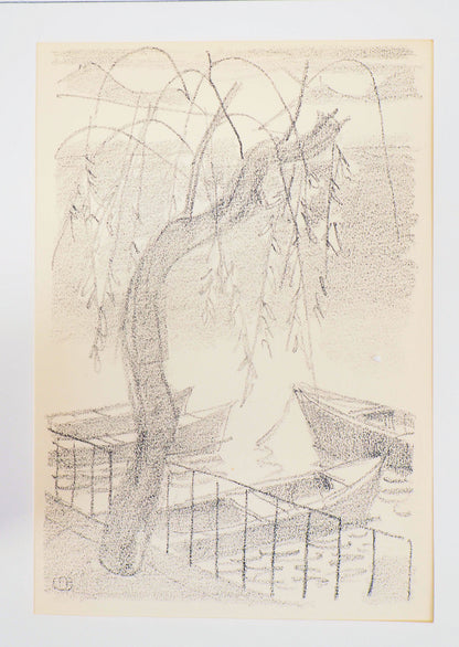 Maurice BARRAUD : Le peuplier au bord du lac - Lithographie originale signée