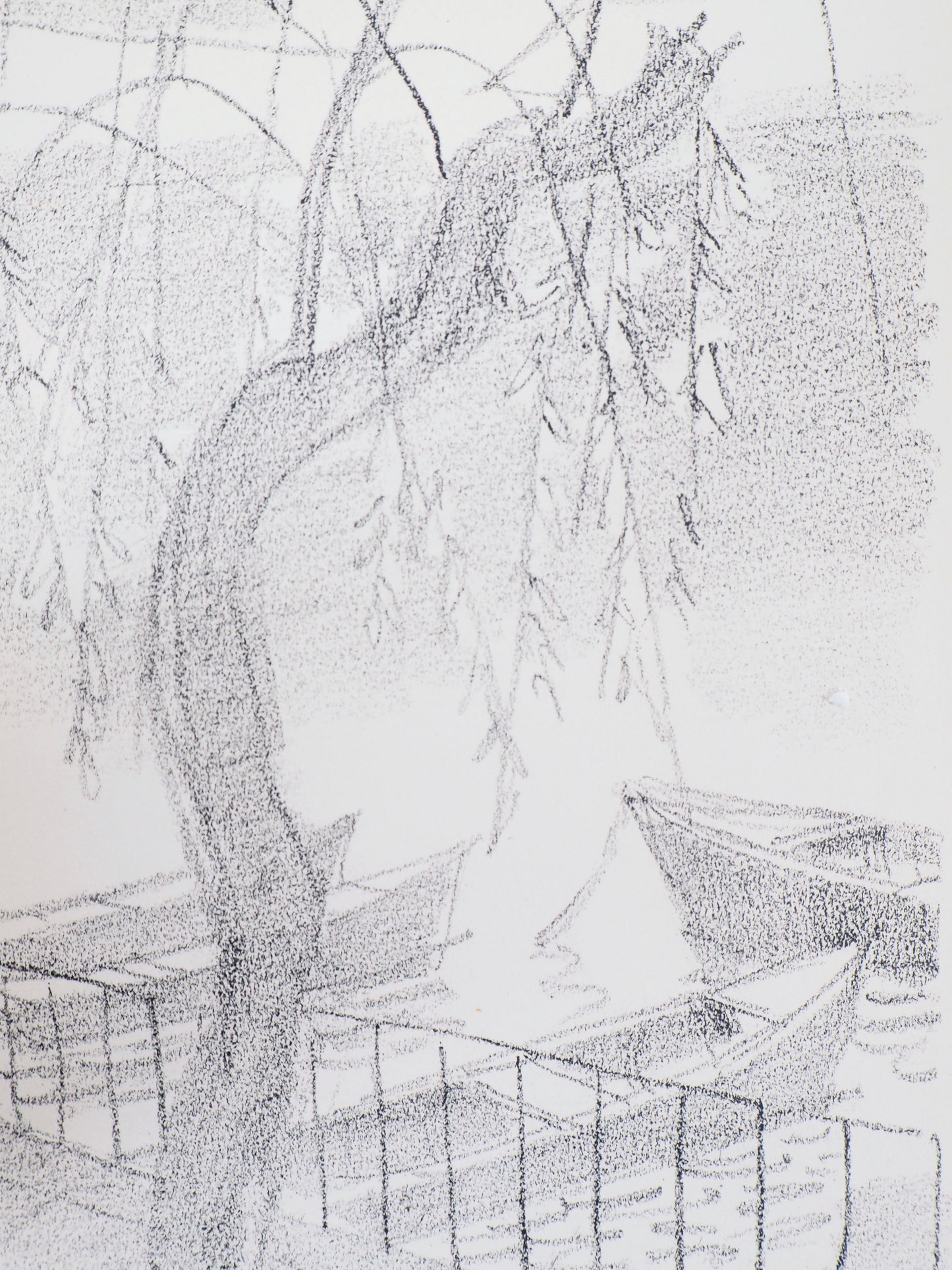 Maurice BARRAUD : Le peuplier au bord du lac - Lithographie originale signée