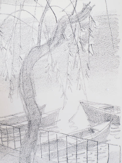 Maurice BARRAUD : Le peuplier au bord du lac - Lithographie originale signée