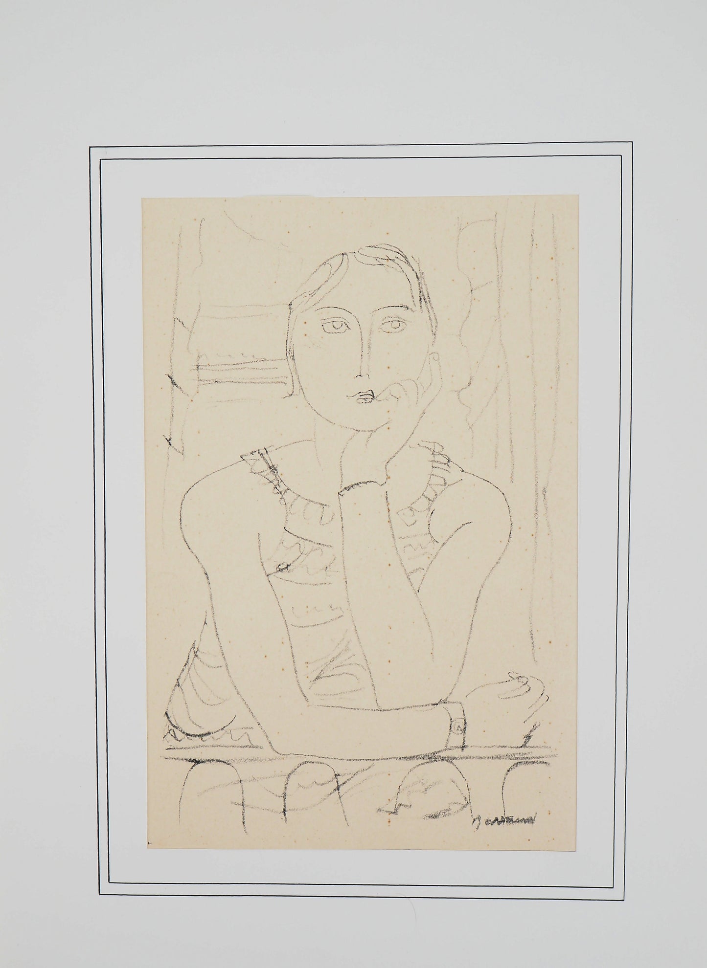 Maurice BARRAUD : Jeune femme accoudée - Lithographie originale signée