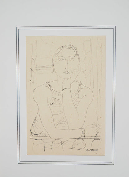 Maurice BARRAUD : Jeune femme accoudée - Lithographie originale signée
