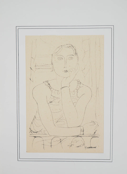 Maurice BARRAUD : Jeune femme accoudée - Lithographie originale signée