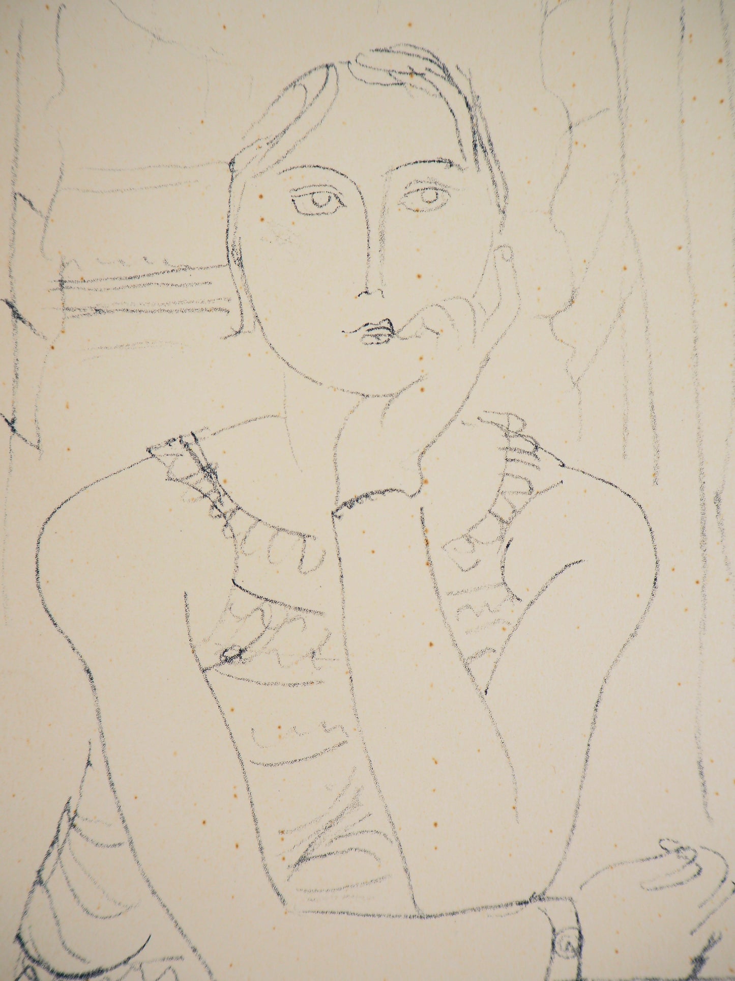 Maurice BARRAUD : Jeune femme accoudée - Lithographie originale signée