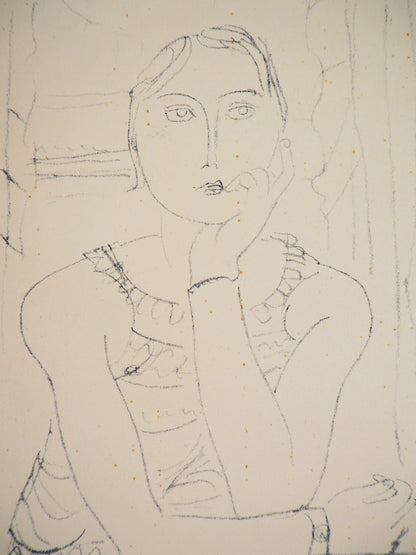 Maurice BARRAUD : Jeune femme accoudée - Lithographie originale signée