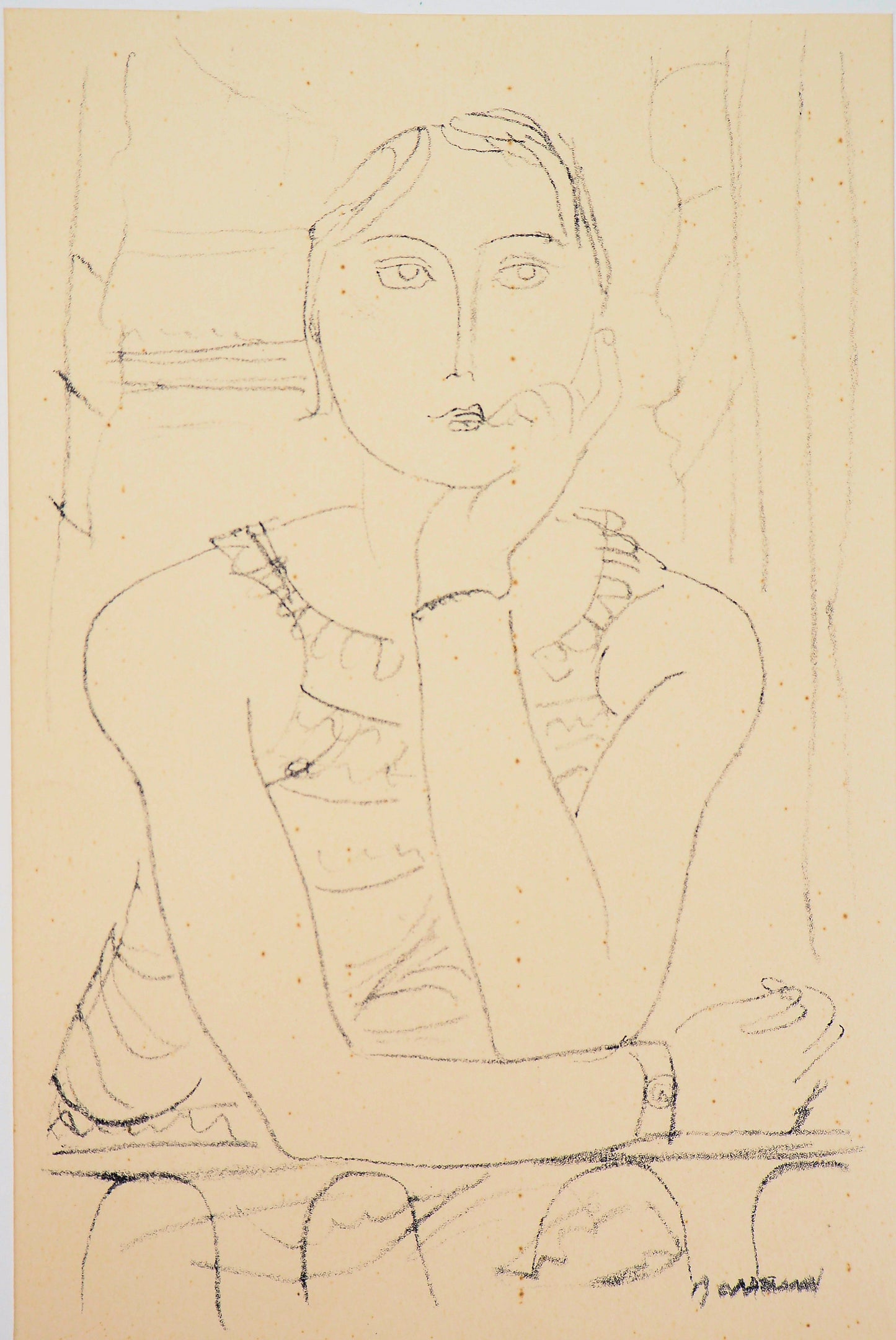 Maurice BARRAUD : Jeune femme accoudée - Lithographie originale signée