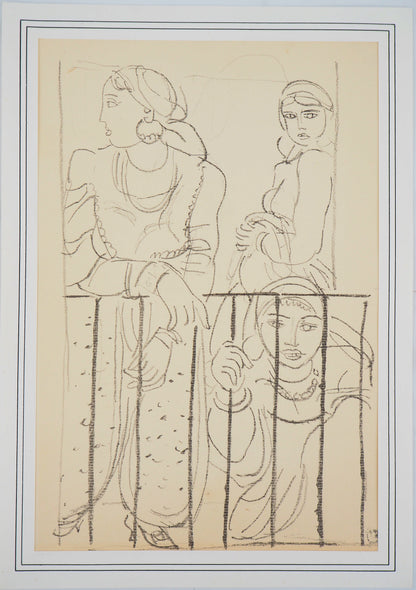 Maurice BARRAUD : Femmes au balcon - Lithographie originale signée