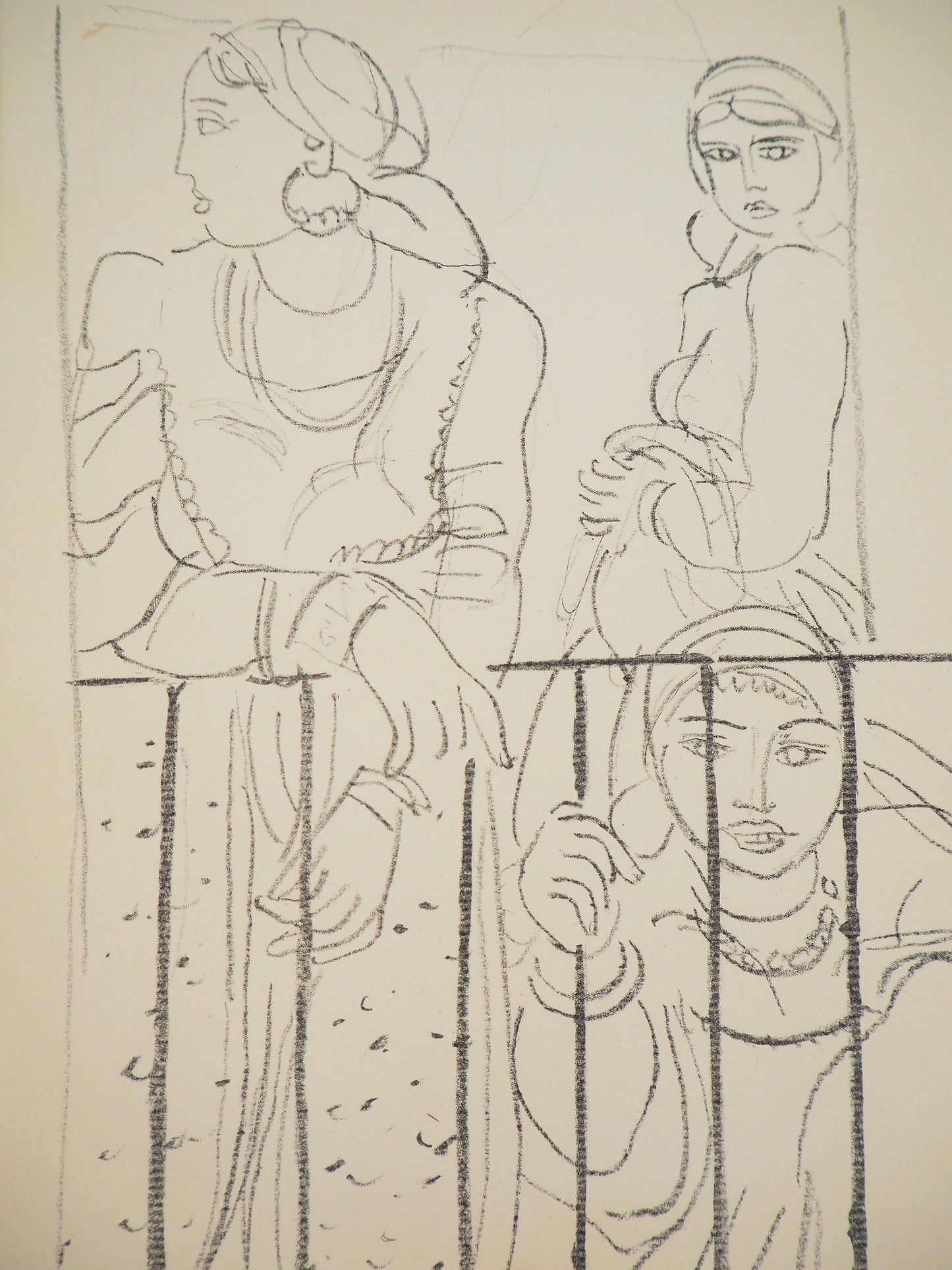 Maurice BARRAUD : Femmes au balcon - Lithographie originale signée
