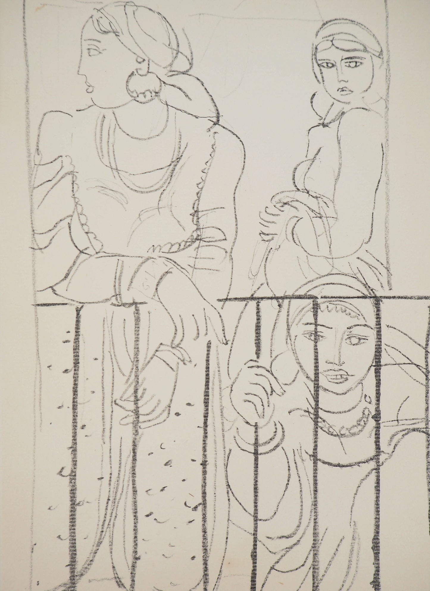 Maurice BARRAUD : Femmes au balcon - Lithographie originale signée