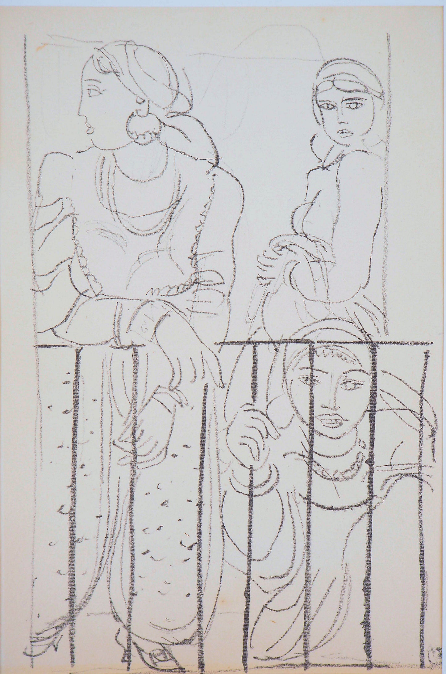 Maurice BARRAUD : Femmes au balcon - Lithographie originale signée