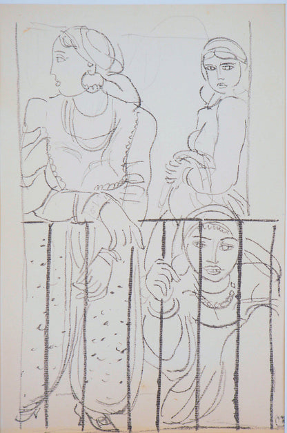 Maurice BARRAUD : Femmes au balcon - Lithographie originale signée