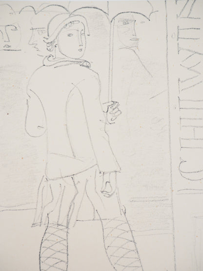 Maurice BARRAUD : Sous la pluie - Lithographie originale signée