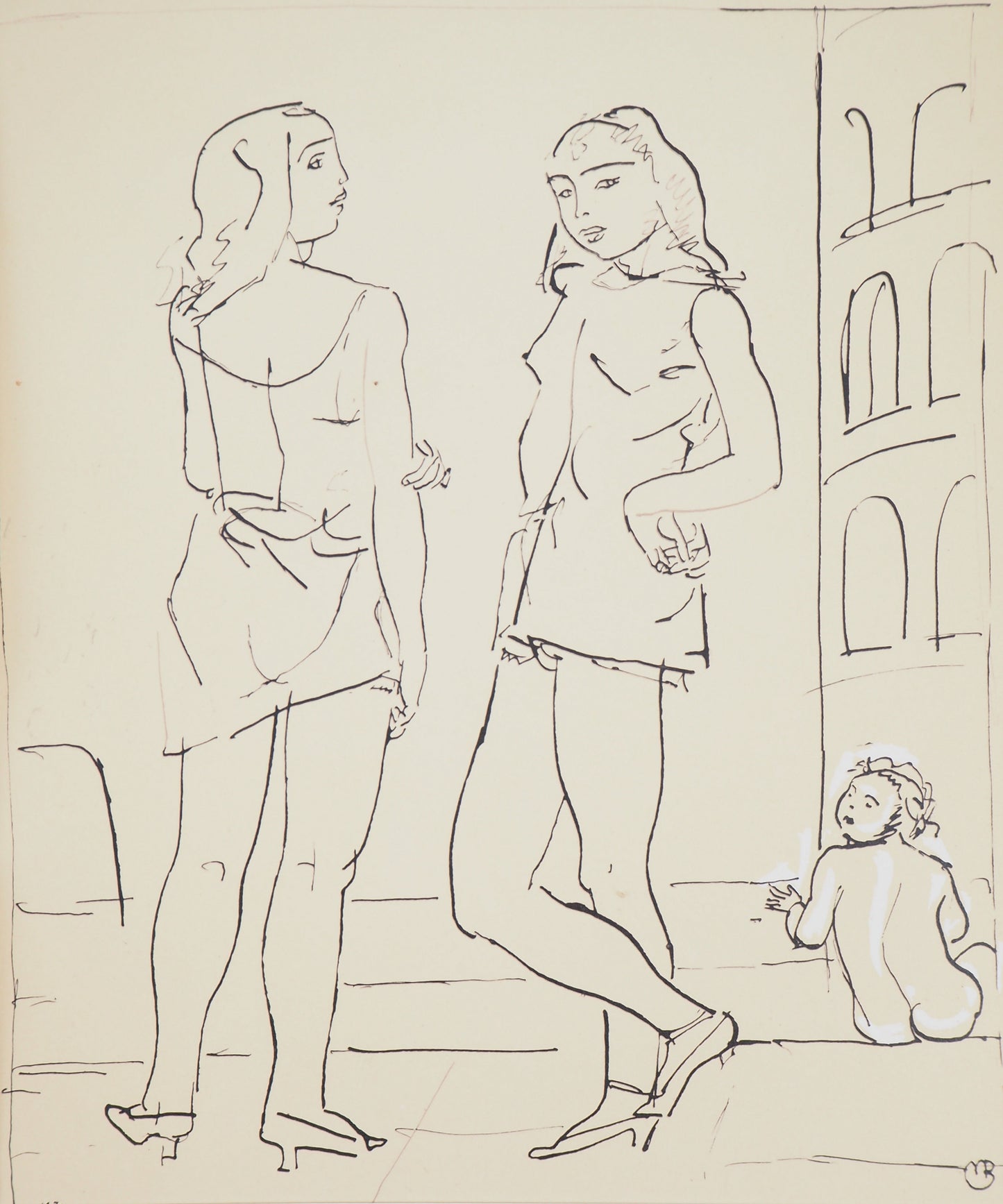 Maurice BARRAUD : Femmes en tenue de plage - Lithographie originale signée