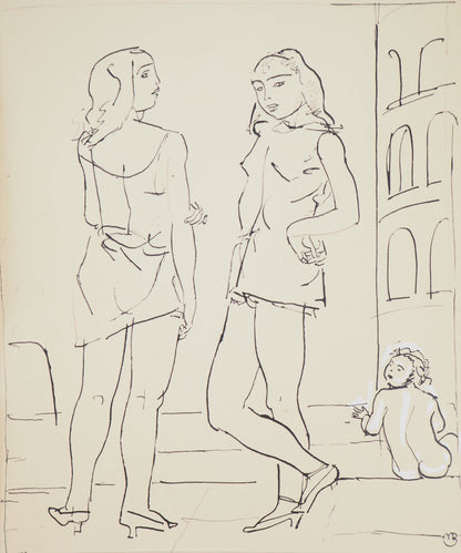 Maurice BARRAUD : Femmes en tenue de plage - Lithographie originale signée