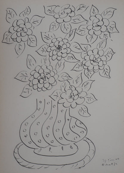 Henri MATISSE : Bouquet de fleurs - Lithographie signée