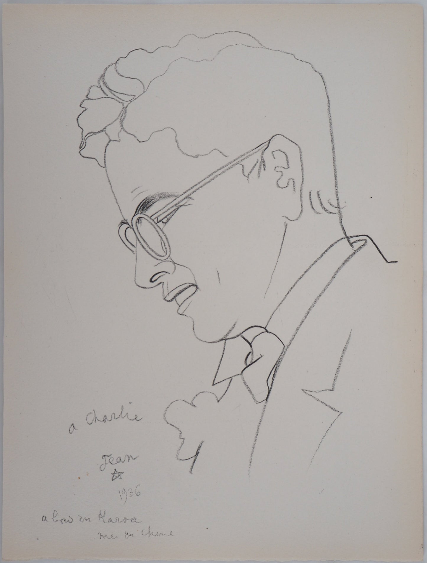 Jean COCTEAU : Portrait de Charlie Chaplin - Lithographie signée