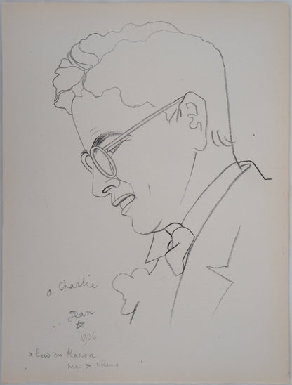 Jean COCTEAU : Portrait de Charlie Chaplin - Lithographie signée