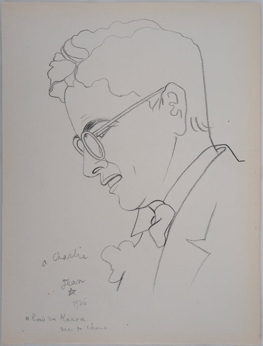 Jean COCTEAU : Portrait de Charlie Chaplin - Lithographie signée