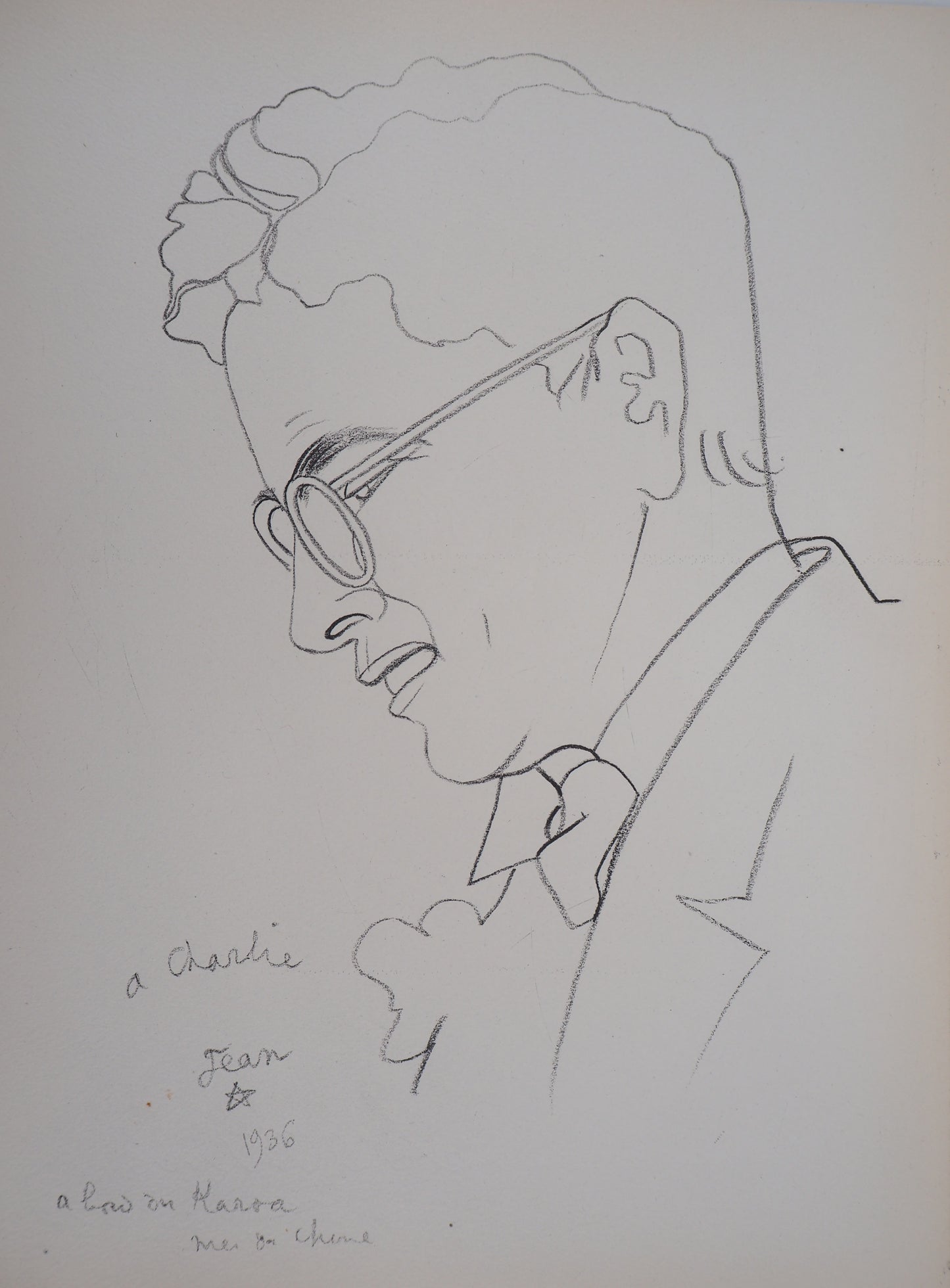 Jean COCTEAU : Portrait de Charlie Chaplin - Lithographie signée