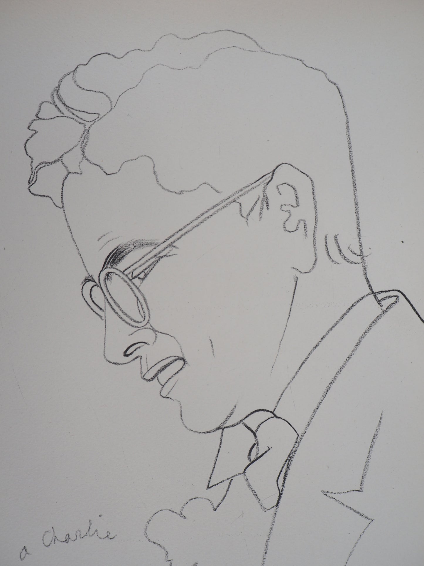 Jean COCTEAU : Portrait de Charlie Chaplin - Lithographie signée