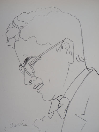 Jean COCTEAU : Portrait de Charlie Chaplin - Lithographie signée