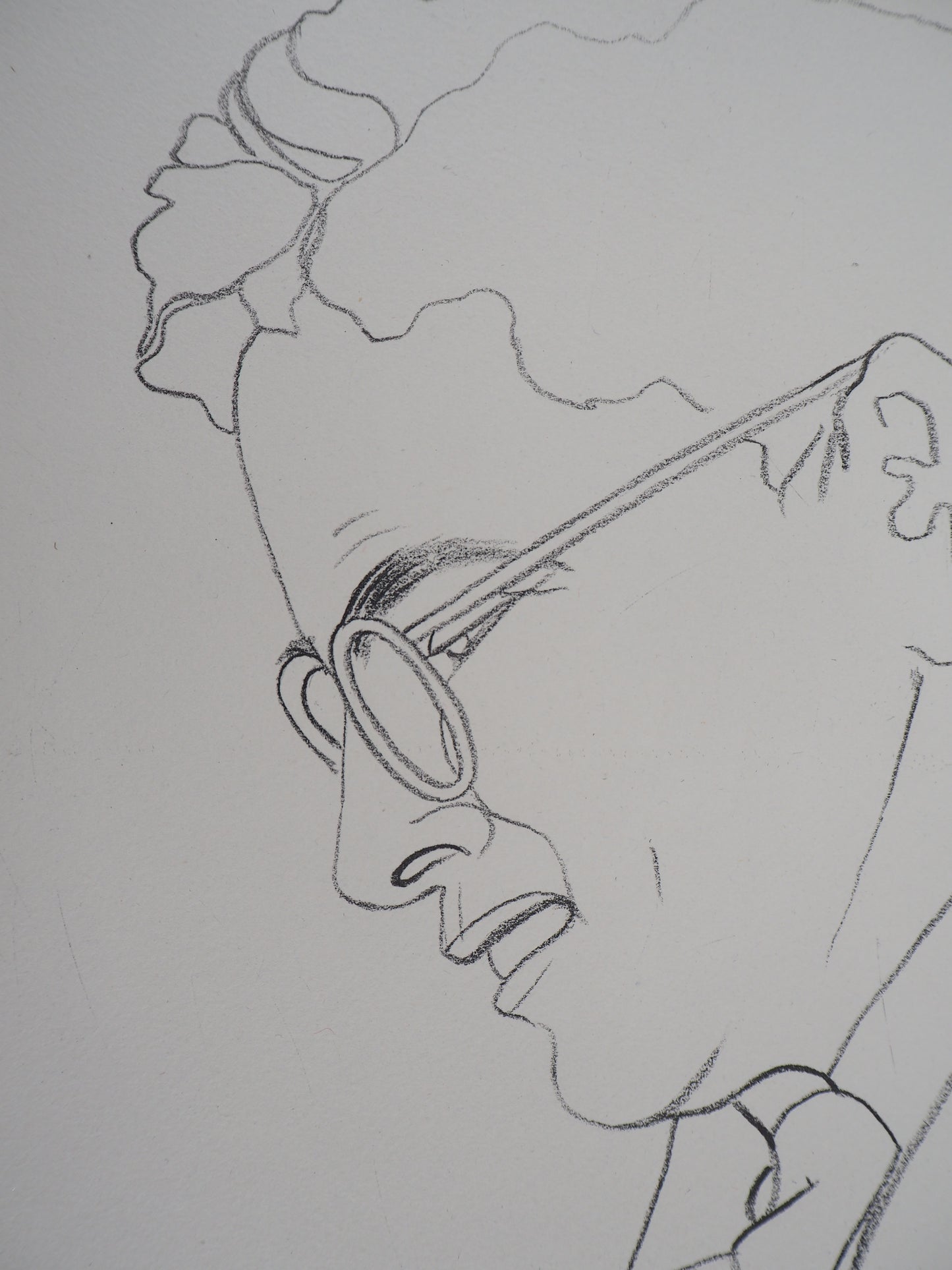 Jean COCTEAU : Portrait de Charlie Chaplin - Lithographie signée
