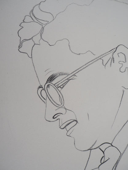 Jean COCTEAU : Portrait de Charlie Chaplin - Lithographie signée