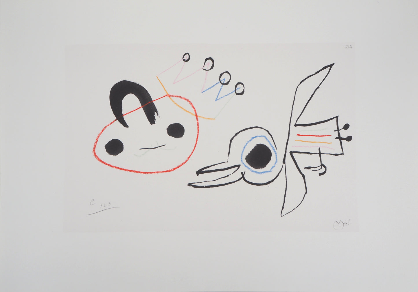 Joan MIRO : Enfant surréaliste et oiseau - Lithographie signée