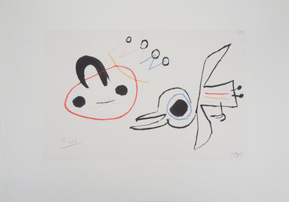 Joan MIRO : Enfant surréaliste et oiseau - Lithographie signée