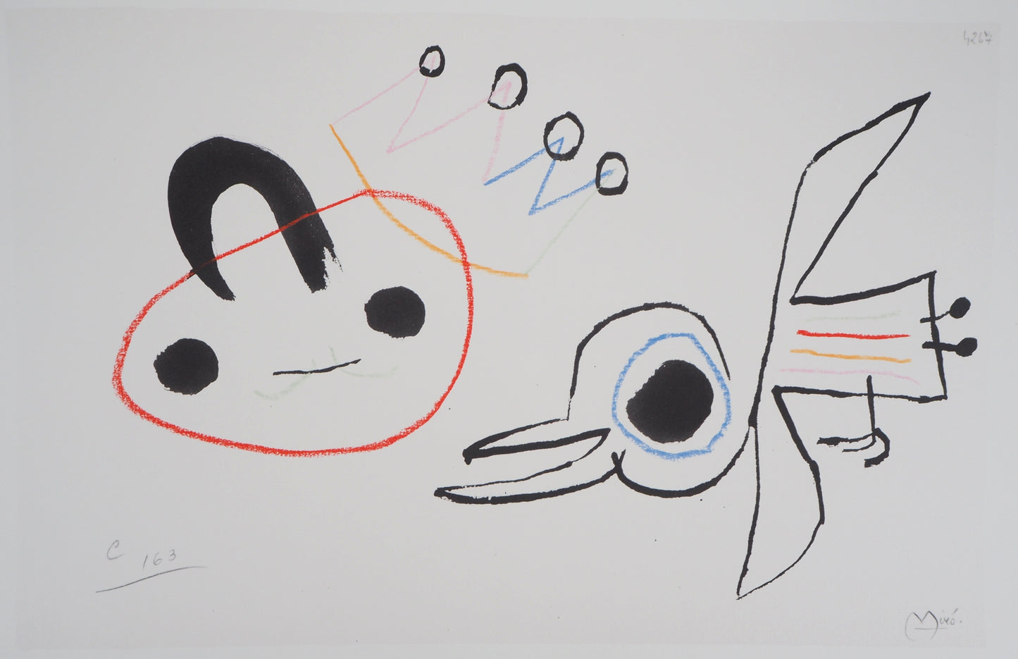 Joan MIRO : Enfant surréaliste et oiseau - Lithographie signée