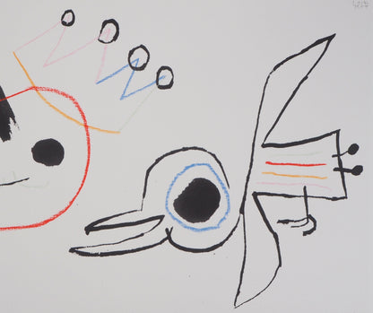 Joan MIRO : Enfant surréaliste et oiseau - Lithographie signée